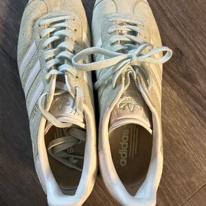 Adidas White and Green Classic Gazelle Sneakers